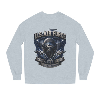 U.S. Air Force Crewneck Sweatshirt — Tactical Skull Wings "Defending Freedom"
