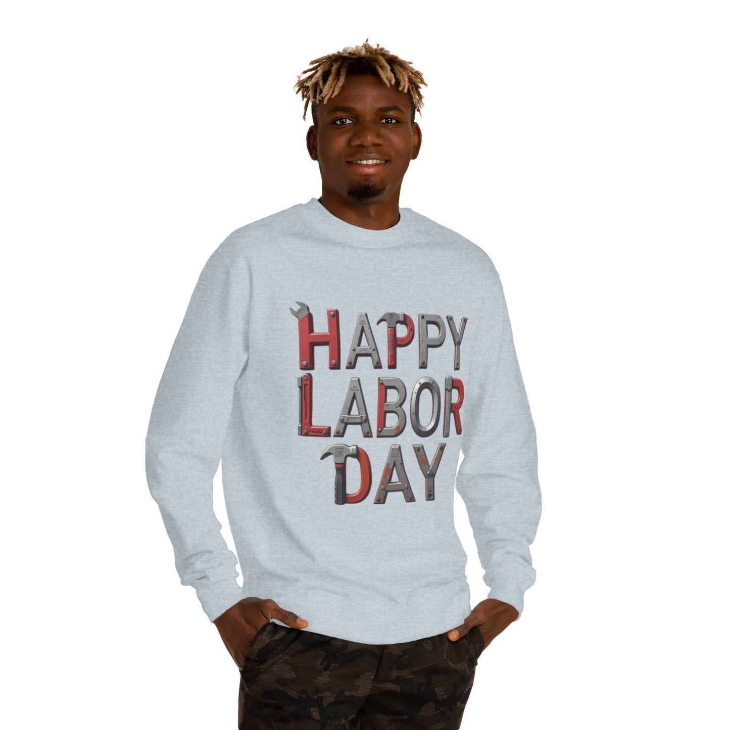 Happy Labor Day Sweatshirt — Tool Lettering Crewneck for Workers & Holiday Celebrations