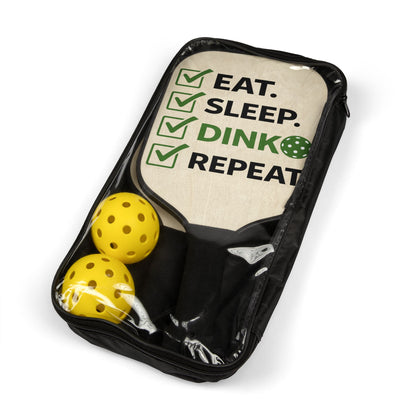 Pickleball Paddle Set - "Eat. Sleep. Dink. Repeat." Paddle & Ball Kit