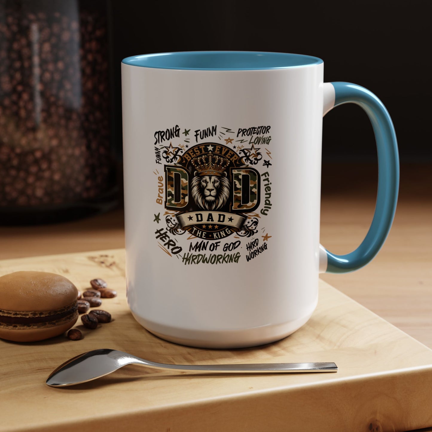 Dad King Lion Coffee Mug — 'Dad: The King' Accent 11/15oz Gift