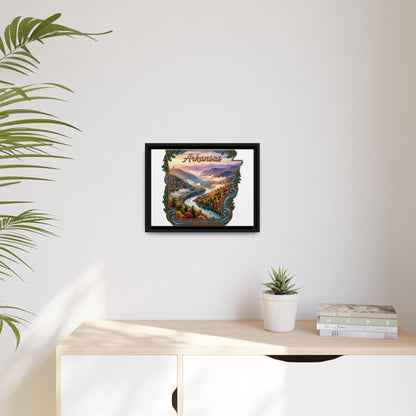 Arkansas Scenic State Map Canvas — "The Natural State" Framed Wall Art