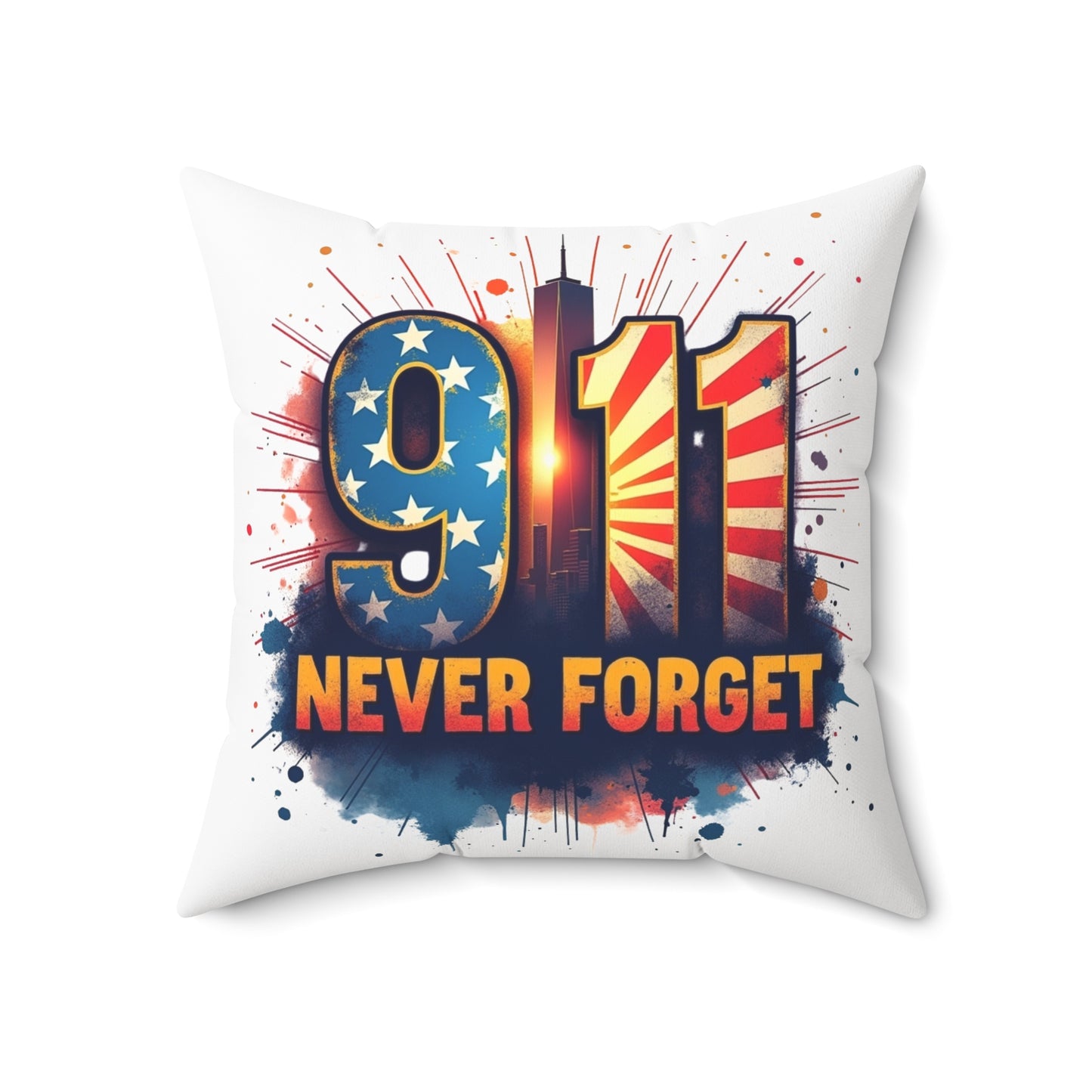9/11 Never Forget Throw Pillow – Memorial American Flag Tribute