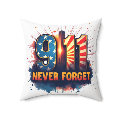 9/11 Never Forget Throw Pillow – Memorial American Flag Tribute