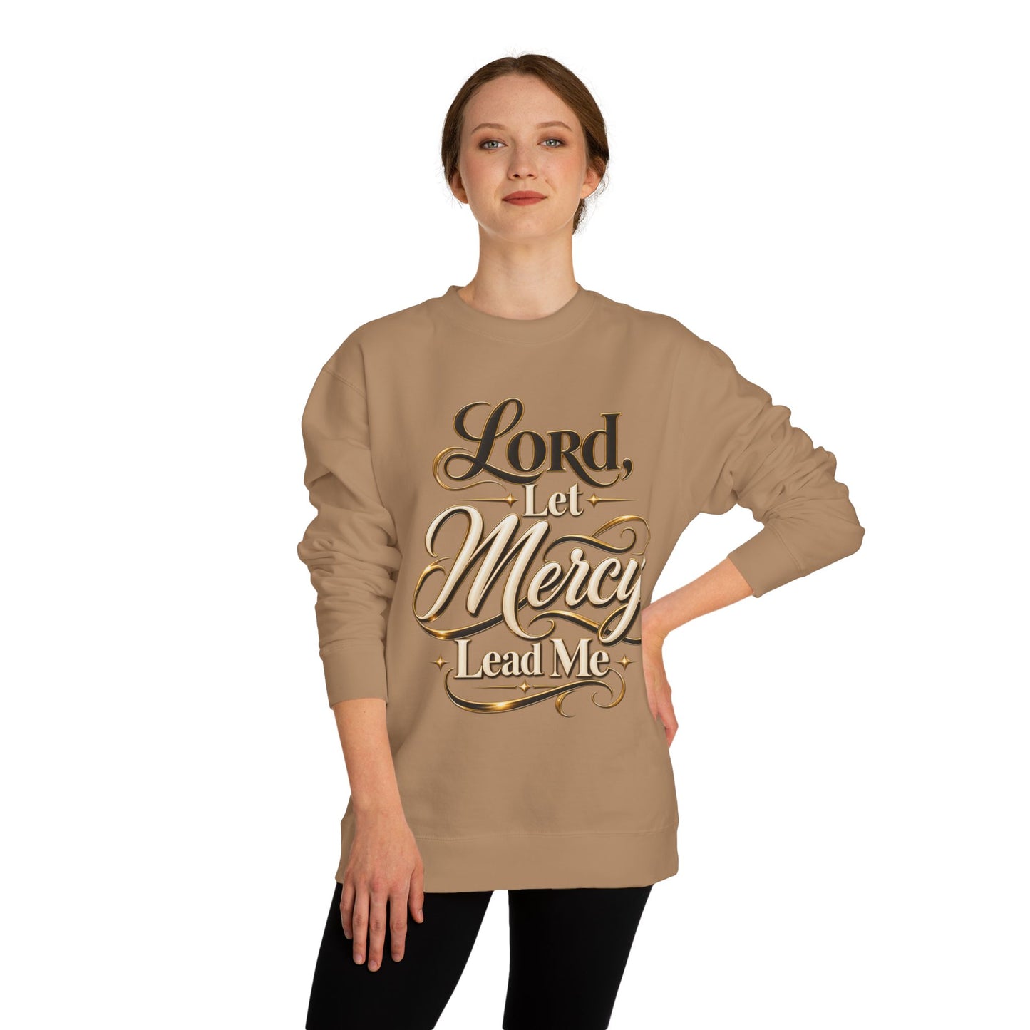 Christian Sweatshirt — "Lord, Let Mercy Lead Me" Inspirational Crewneck
