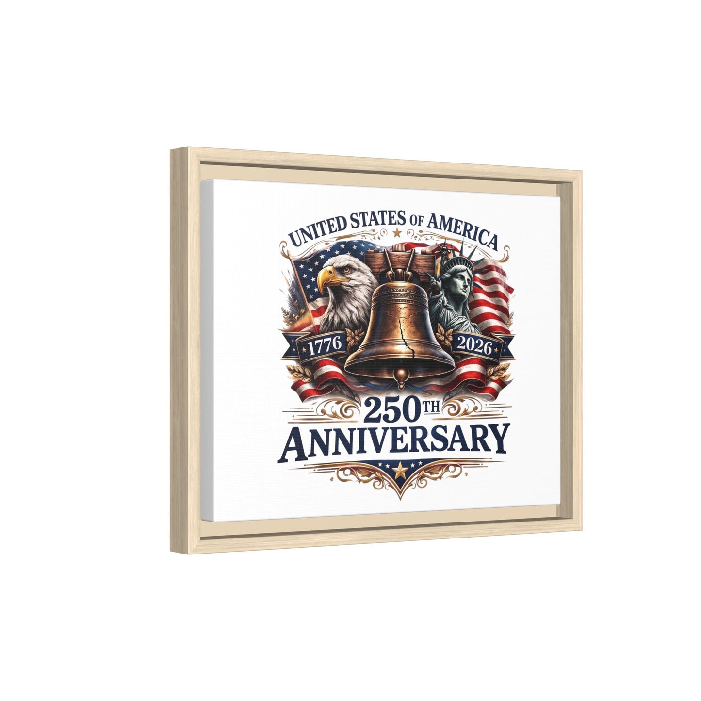250th Anniversary Framed Canvas - United States of America Patriotic Liberty Bell Print
