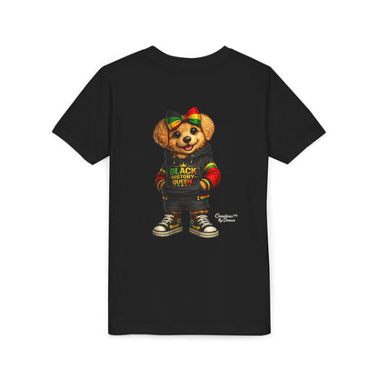 Youth Tee — Black History Queen Bear Graphic T-Shirt