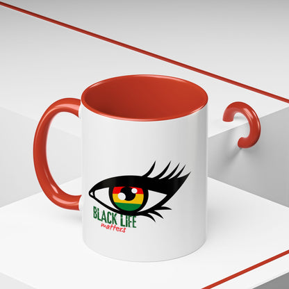 Black Life Matters Eye Accent Coffee Mug — Pan-African Pride 11/15oz