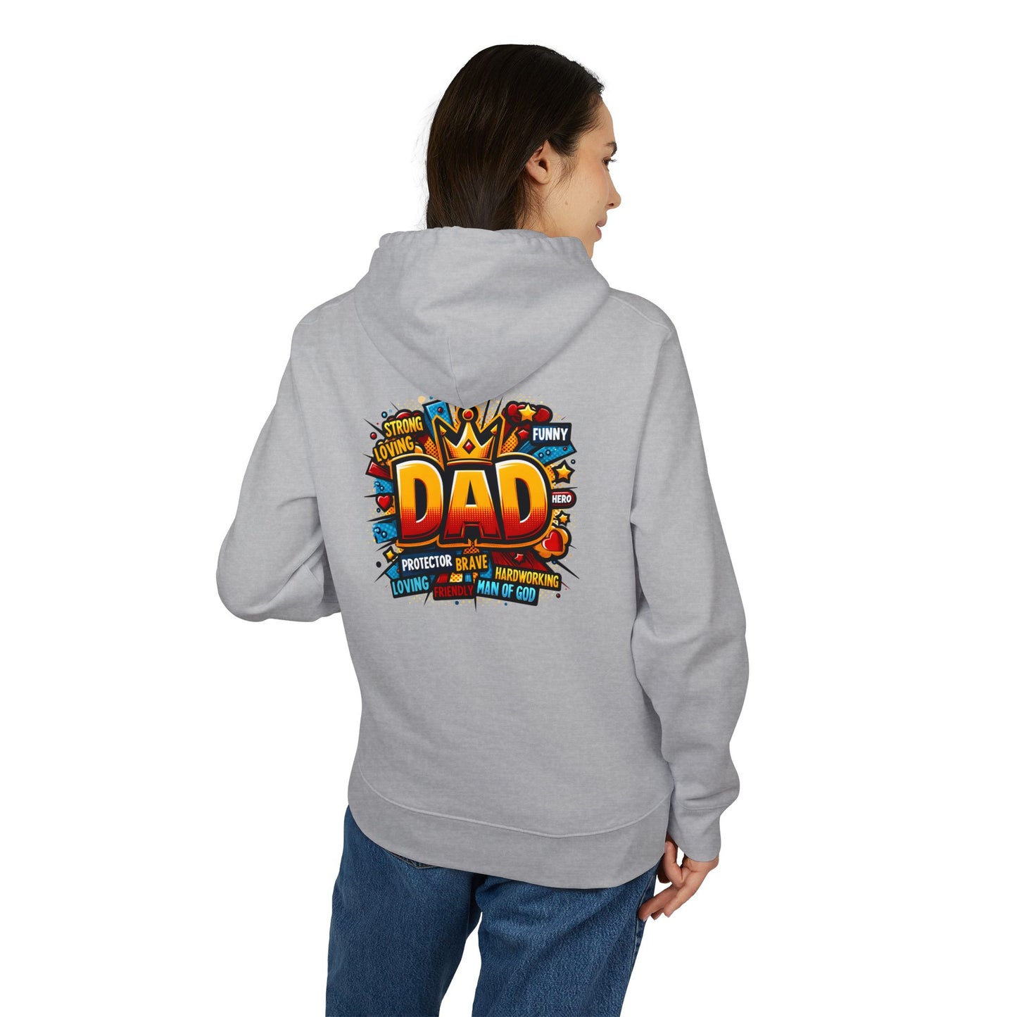 Dad Graphic Hoodie – Colorful ‘DAD’ Crown Design, Funny Loving Protector Gift for Father’s Day