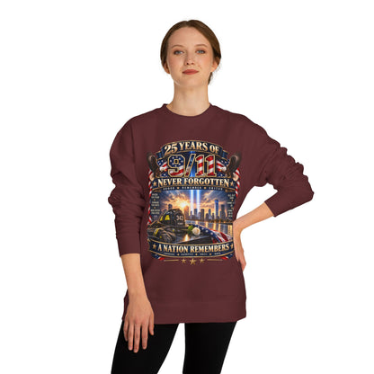 9/11 Memorial Sweatshirt — "25 Years of 9/11 Never Forgotten" Tribute Crewneck