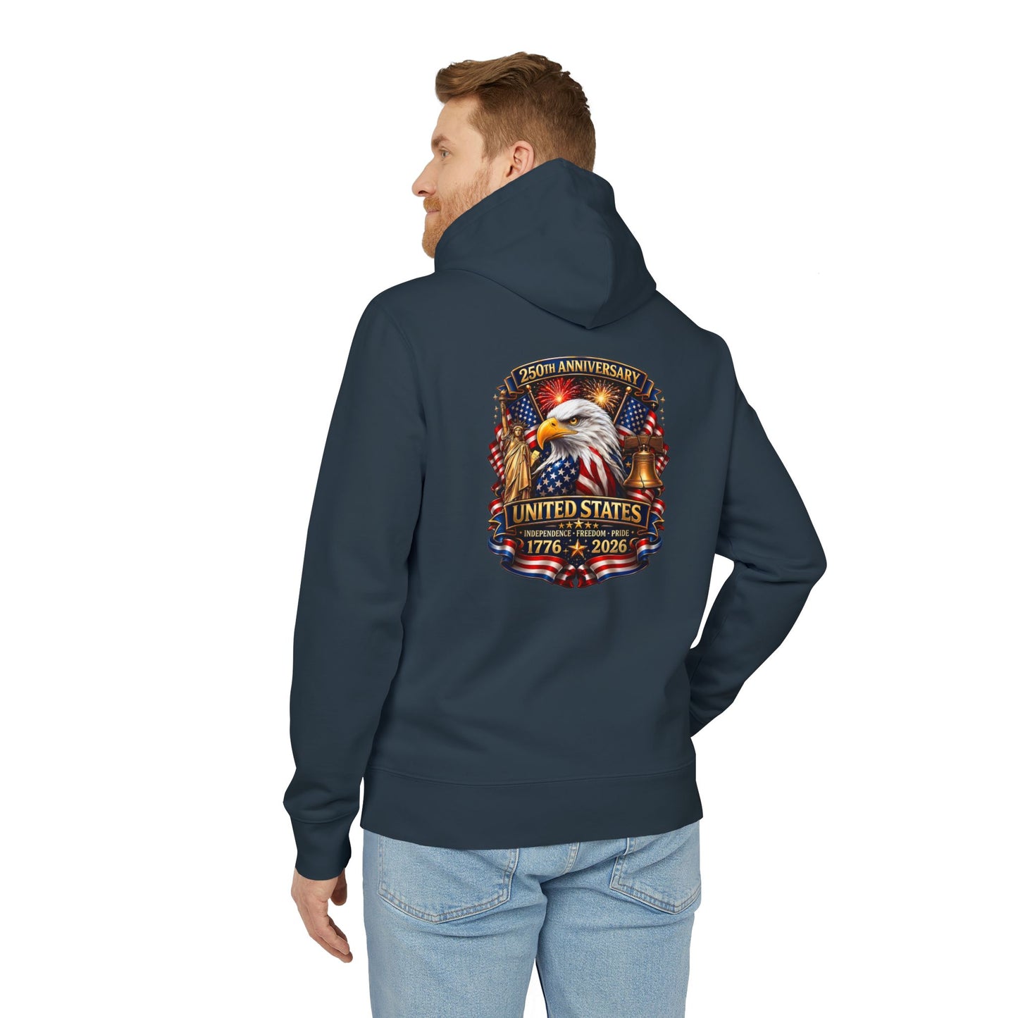 Patriotic Eagle Hoodie – "United States 1776–2026" American Flag Design