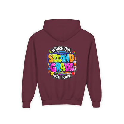 Second Grade Kids' Hoodie - "Watch Out Second Grade Here I Come" Back-to-School Sweatshirt