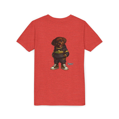Youth Tee — Cute Puppy "Melanin" Streetwear Graphic
