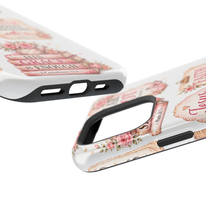 Christian Phone Case - "Fear Not, Faith Moves Mountains, Jesus Saves" Floral Magnetic Impact-Resistant Case