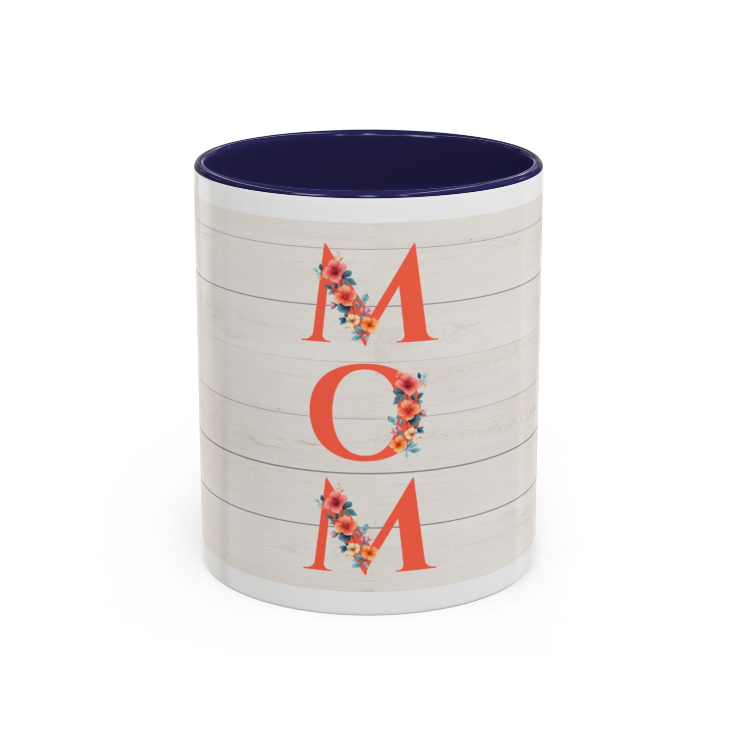 MOM Floral Accent Coffee Mug – Rustic Shiplap Mother's Day Gift (11/15 oz)