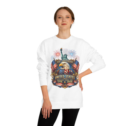 250th Anniversary United States Sweatshirt — Patriotic Eagle, Flags & Fireworks (1776–2026)