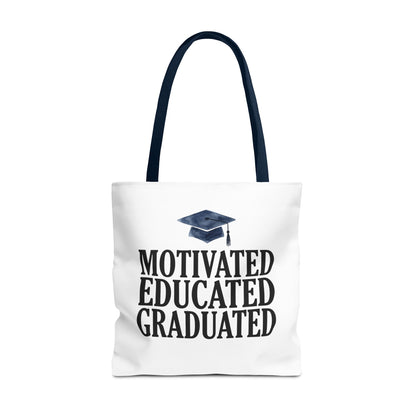 Motivated Educated Graduated Tote Bag – Graduation Cap Student Gift