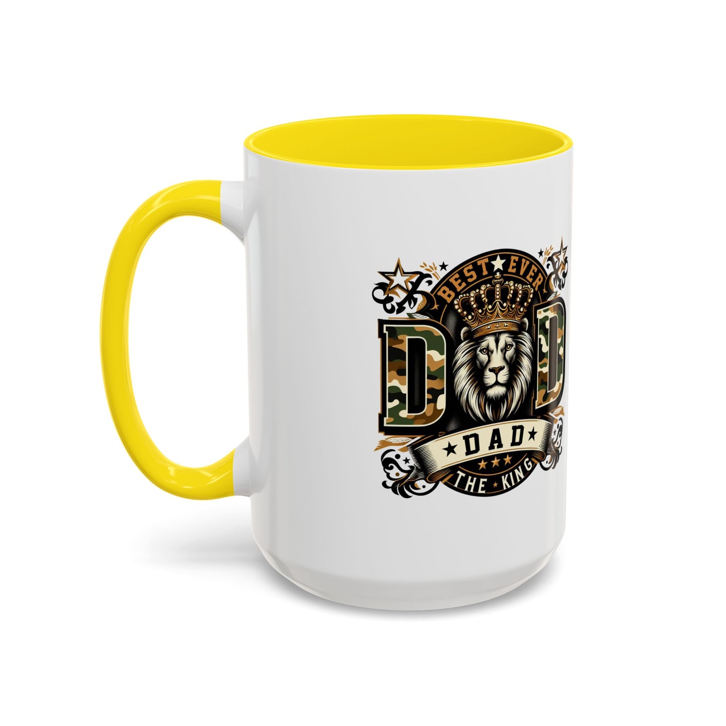 Dad Coffee Mug — "Best Ever Dad" Lion Crest Accent Mug (11/15oz)