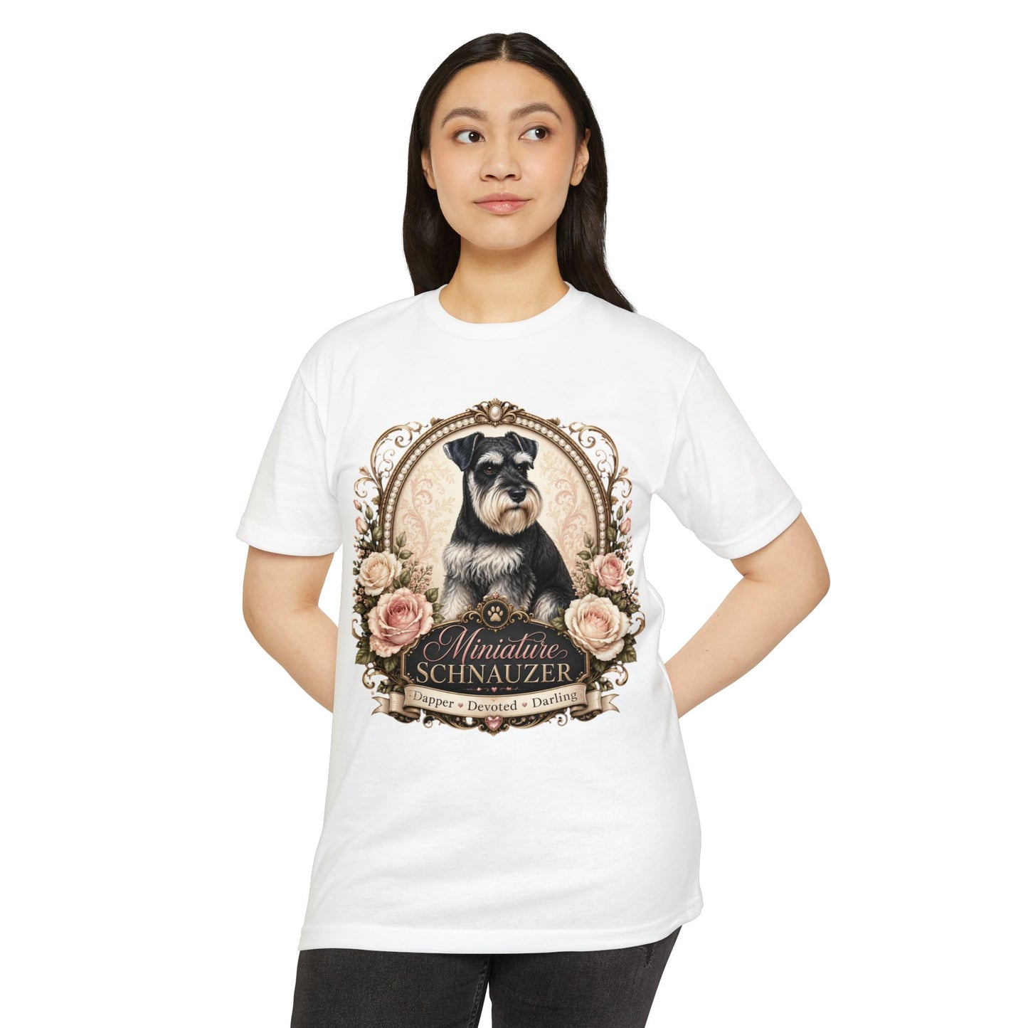 Miniature Schnauzer Floral Portrait T-Shirt