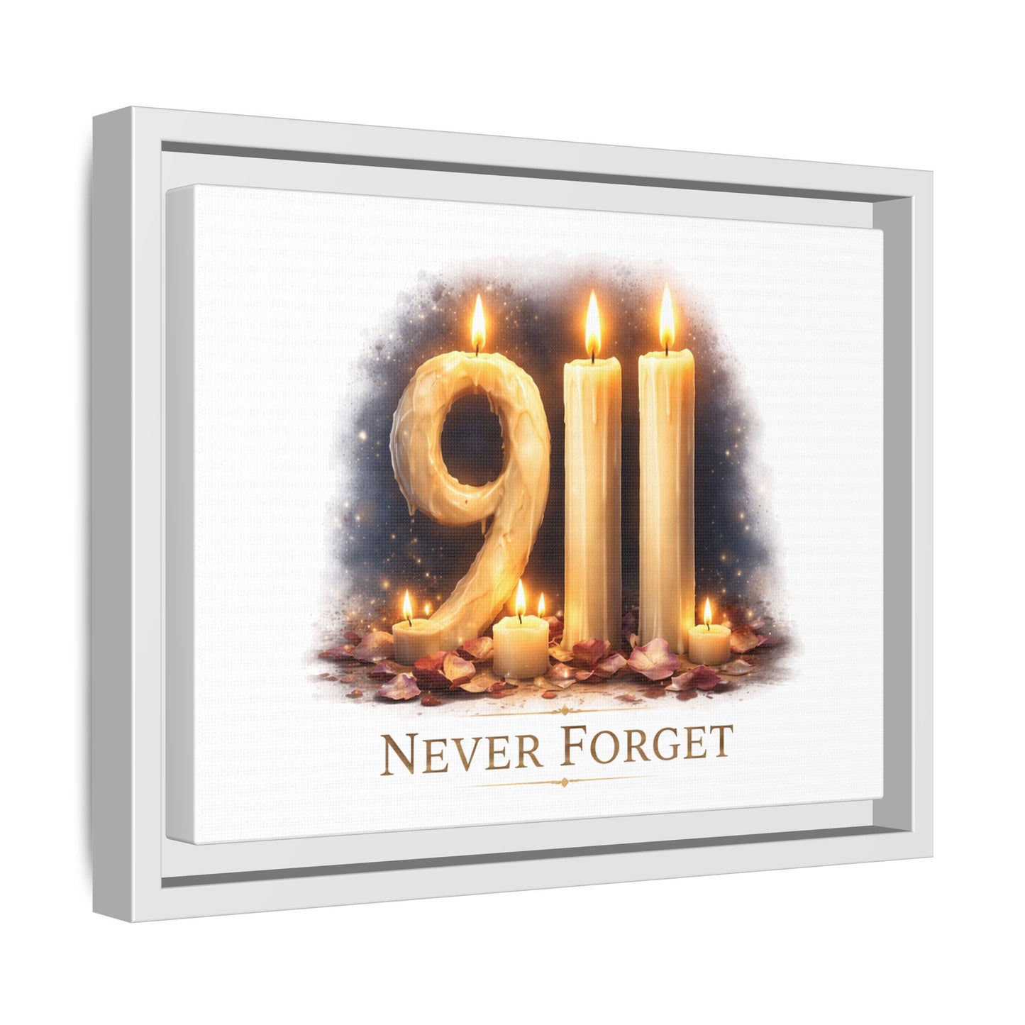 9/11 Never Forget Framed Canvas Print