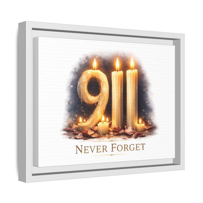 9/11 Never Forget Framed Canvas Print