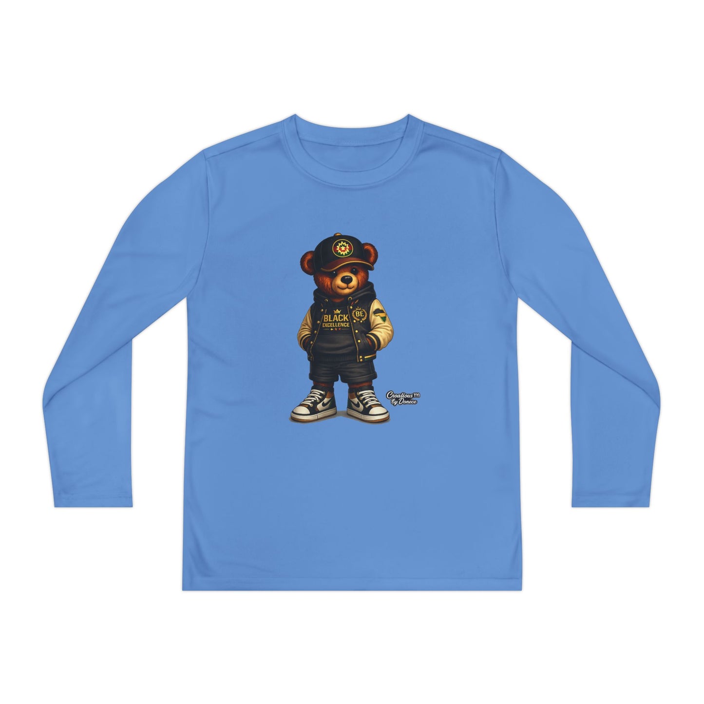 Youth Bear Police Officer Long Sleeve Tee — Cute Cop Bear Graphic Shirt