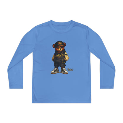 Youth Bear Police Officer Long Sleeve Tee — Cute Cop Bear Graphic Shirt