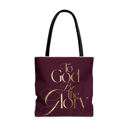 To God Be The Glory Burgundy Tote Bag — Inspirational Christian Scripture Tote