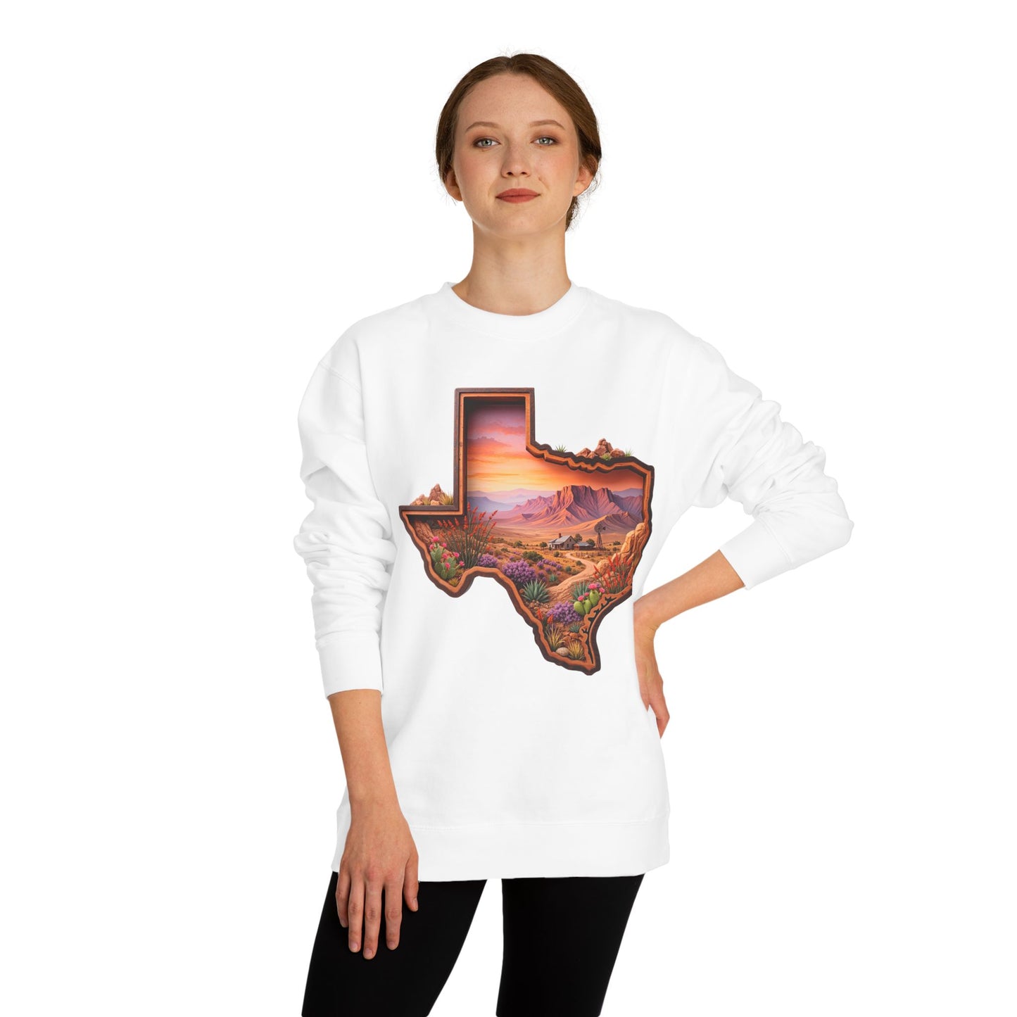 Texas Sunset Crewneck Sweatshirt — Scenic Lone Star State Landscape