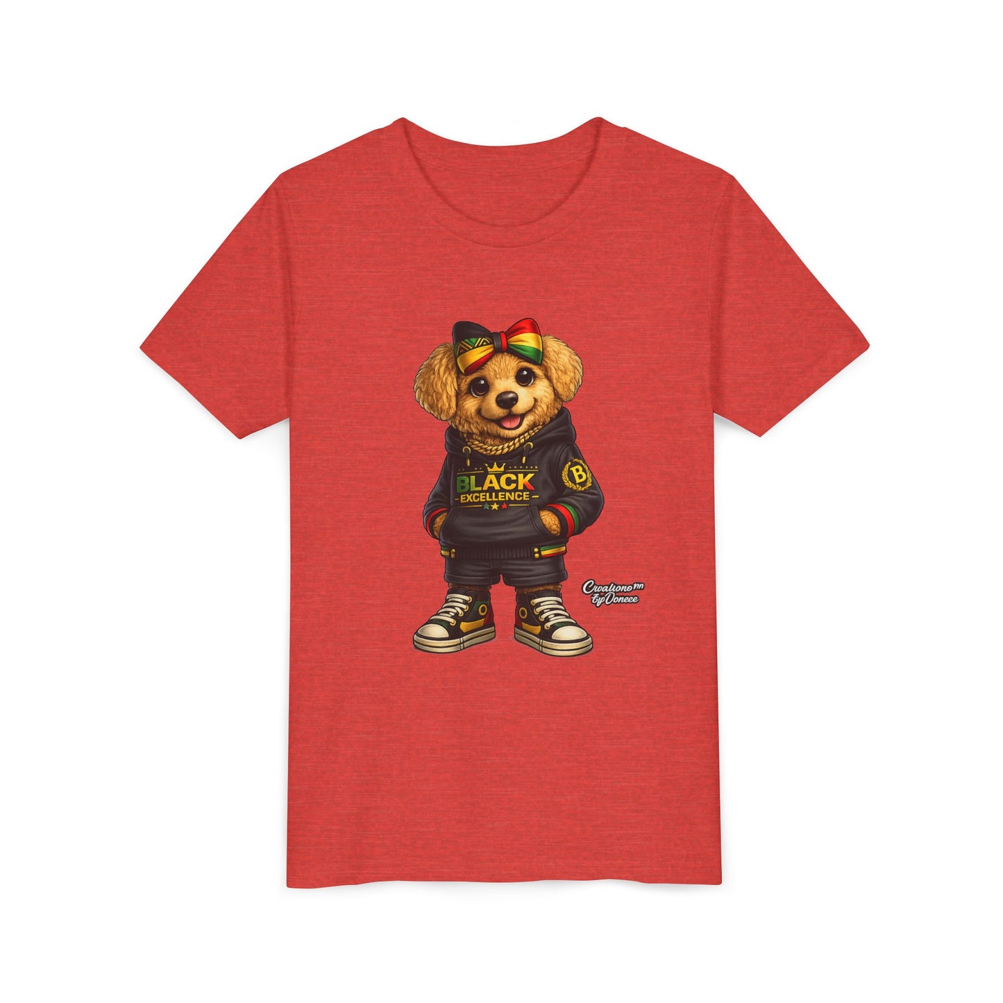 Youth Tee — Rasta Teddy "Black Excellence" Graphic Shirt