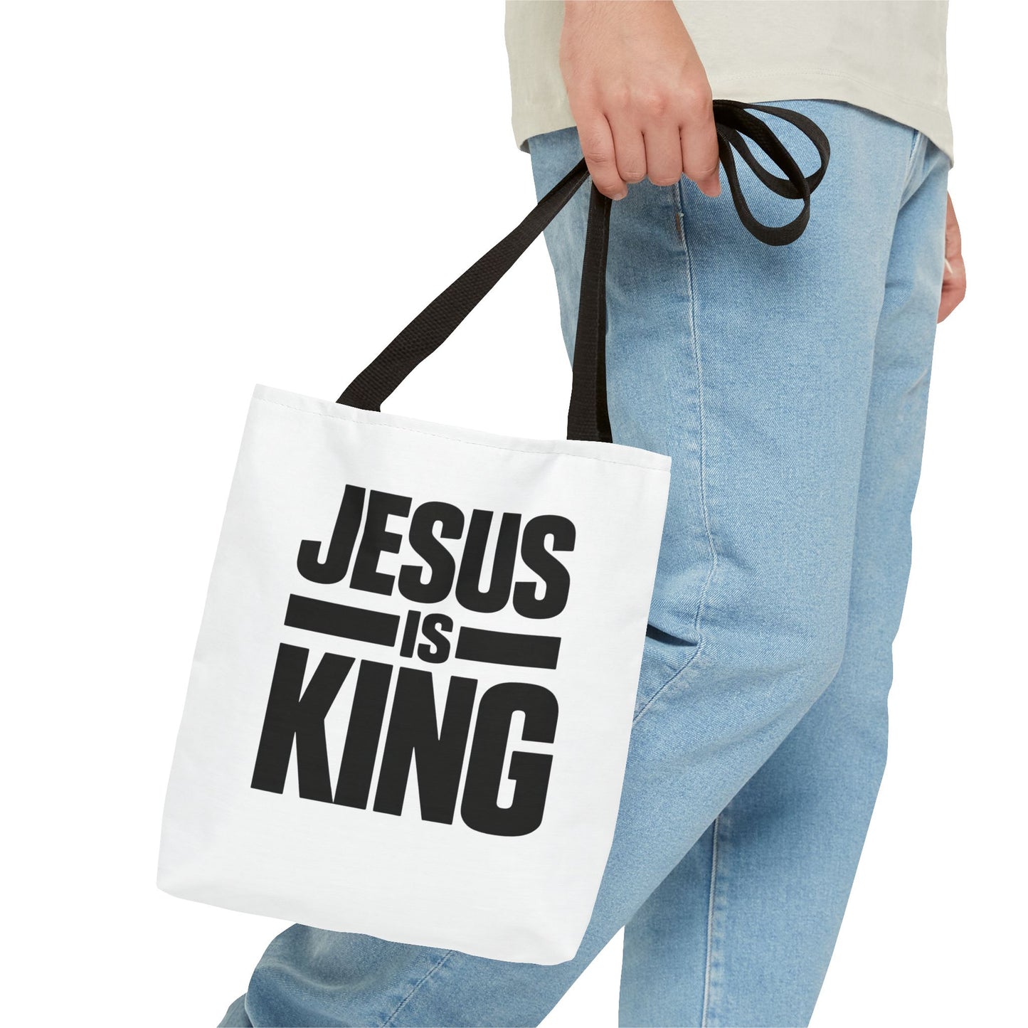Jesus Is King Tote Bag - Christian Faith Canvas Grocery & Church Book Bag