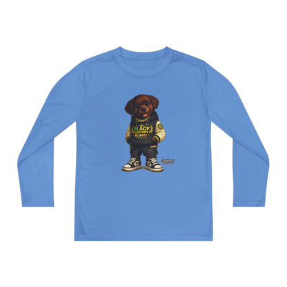 Youth Long Sleeve Tee — 'Lil Black Lab' Cute Puppy Graphic Shirt