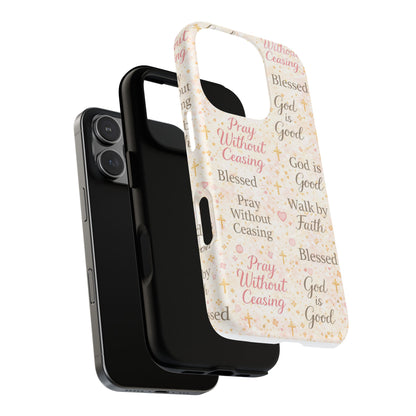 Christian Faith Magnetic Phone Case — "Pray Without Ceasing" Patterned Tough Case