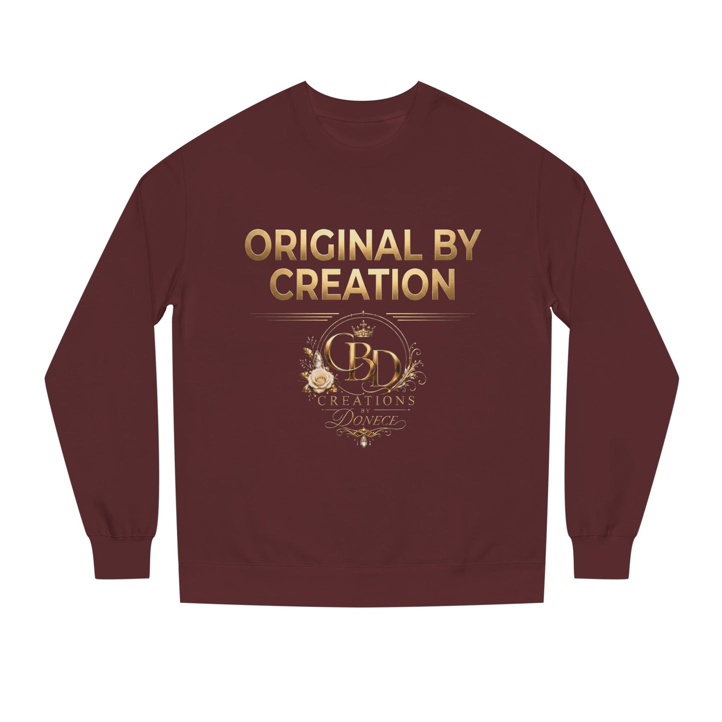 Original By Creation Crewneck Sweatshirt — Gold Emblem Inspirational Pullover