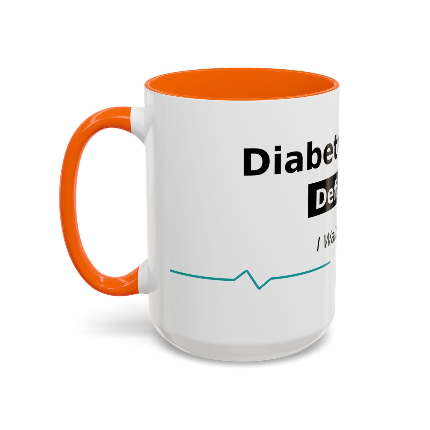 Diabetes Won't Define Me Accent Coffee Mug — "I Walk by Faith" Inspirational Tea Cup