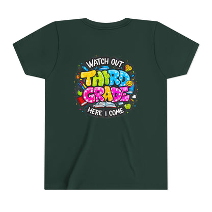 Third Grade Kids T‑Shirt — "Watch Out Third Grade Here I Come" Back-to-School Tee