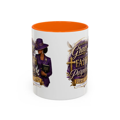 Faith & Purpose Accent Coffee Mug — First Lady Church Design (11/15oz)