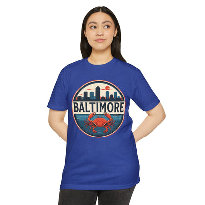 Baltimore Skyline Crab T-Shirt — Retro City Souvenir Tee