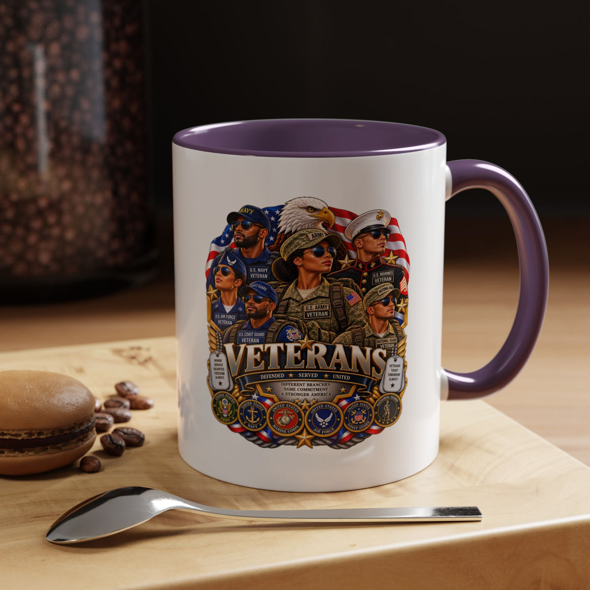 Veterans Tribute Accent Coffee Mug — Patriotic Military Veteran Gift (11/15oz)