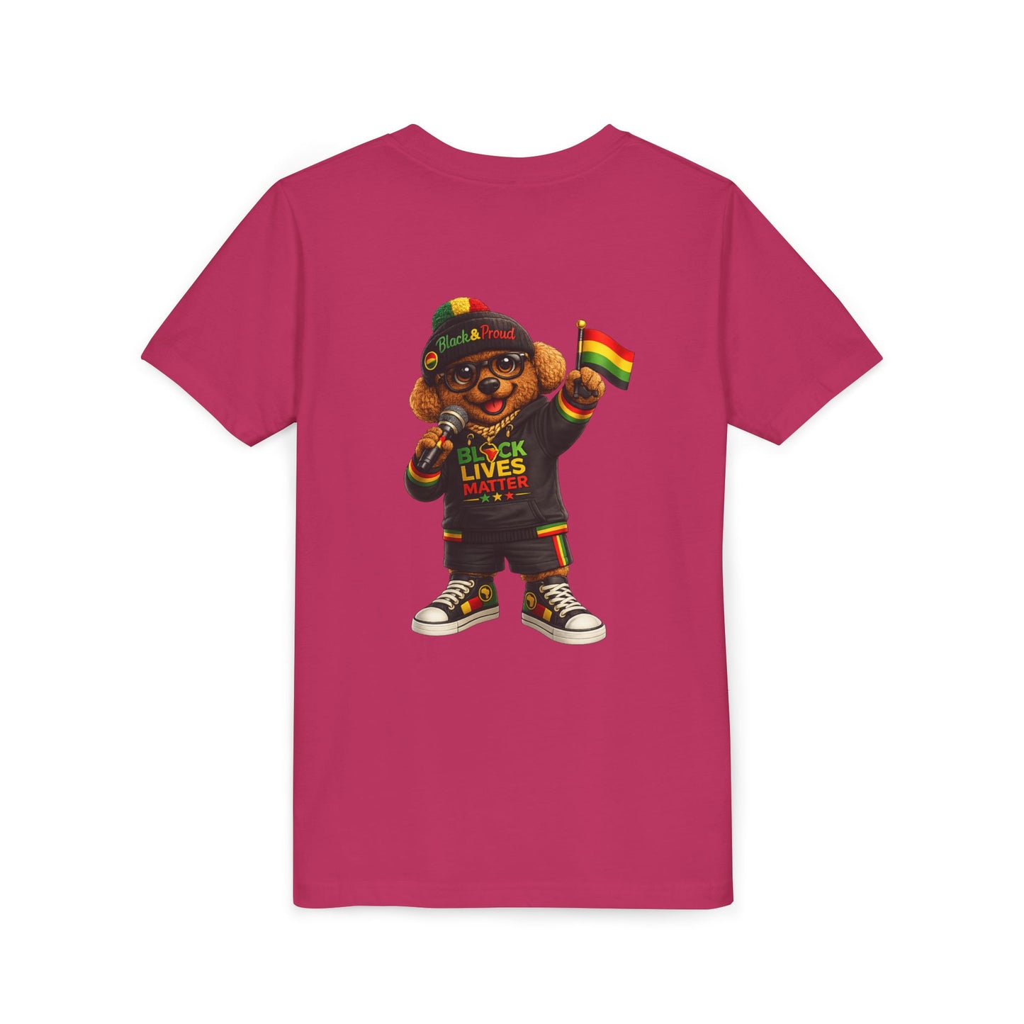 Youth Tee — Kid Bear Black Lives Matter Rasta Flag Shirt