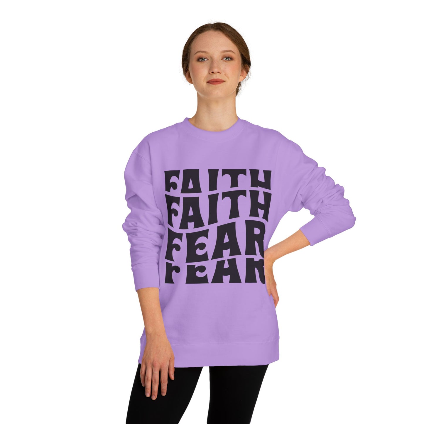 Faith Over Fear Crewneck Sweatshirt — Retro Graphic Faith Tee