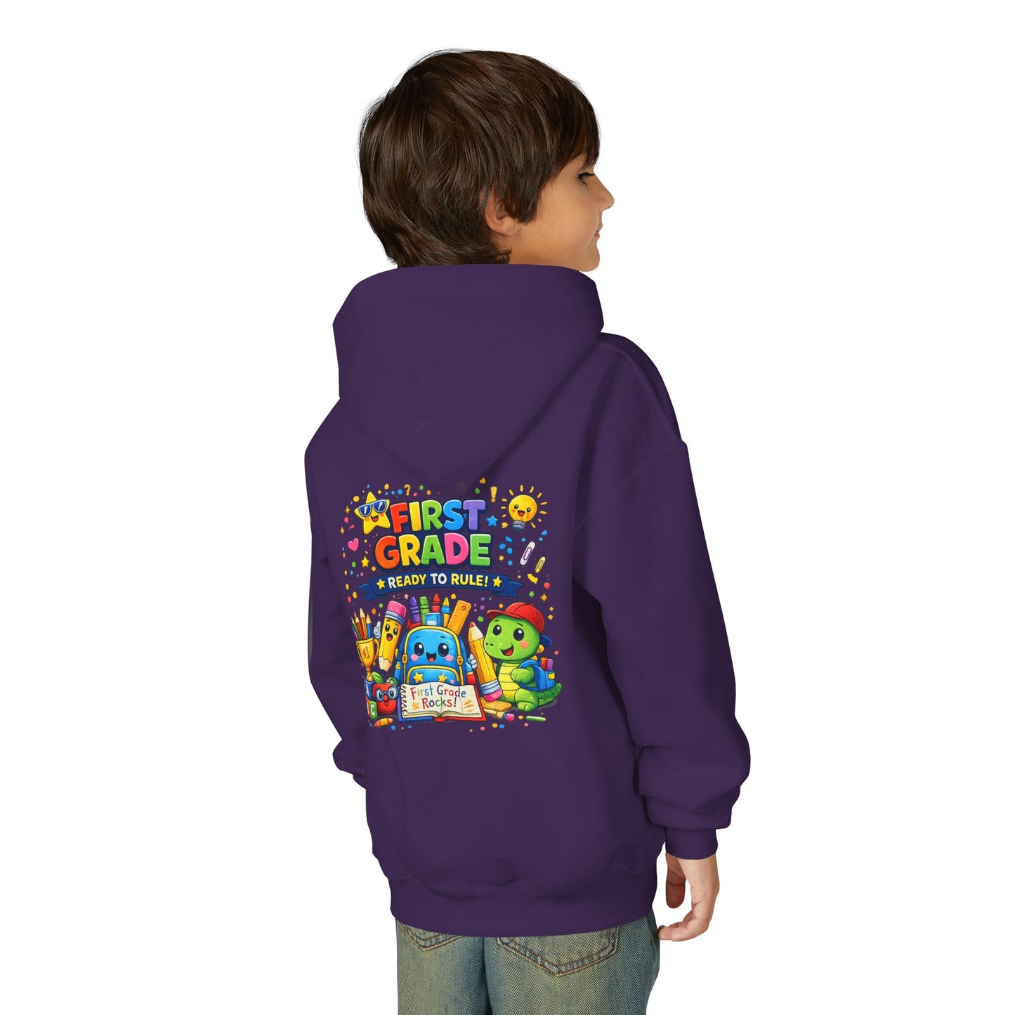 First Grade Hoodie - "First Grade Ready To Rule" Kids Back-to-School Sweatshirt