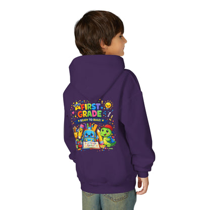 First Grade Hoodie - "First Grade Ready To Rule" Kids Back-to-School Sweatshirt