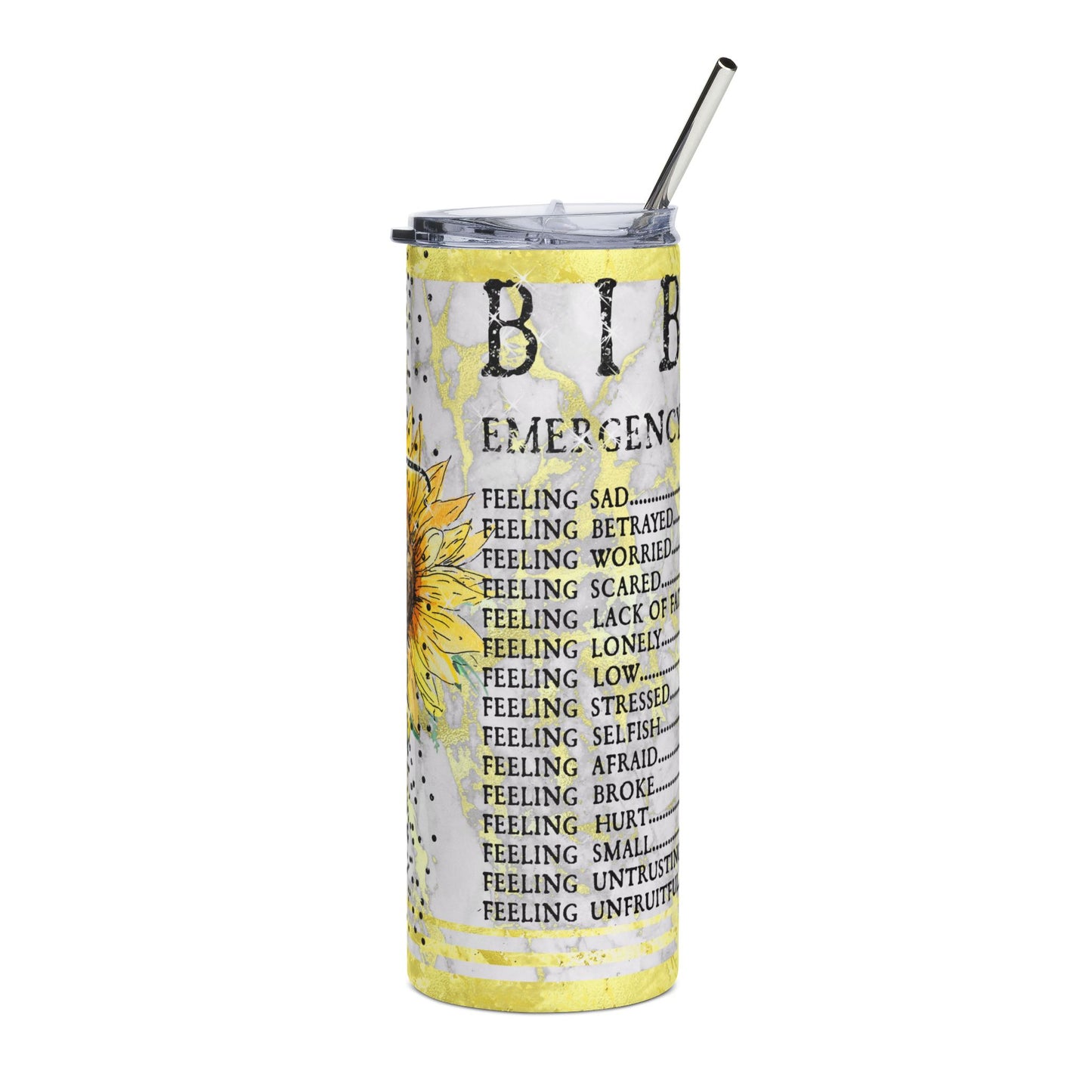 Bible Emergency Numbers Stainless Steel Tumbler 20oz Christian Travel Mug