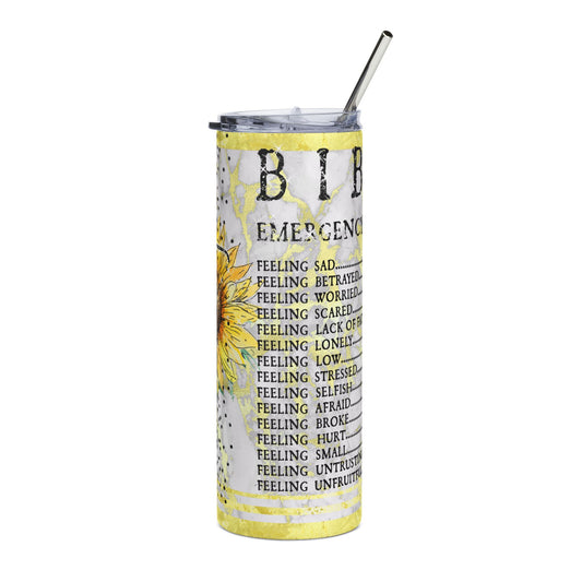 Bible Emergency Numbers Stainless Steel Tumbler 20oz Christian Travel Mug