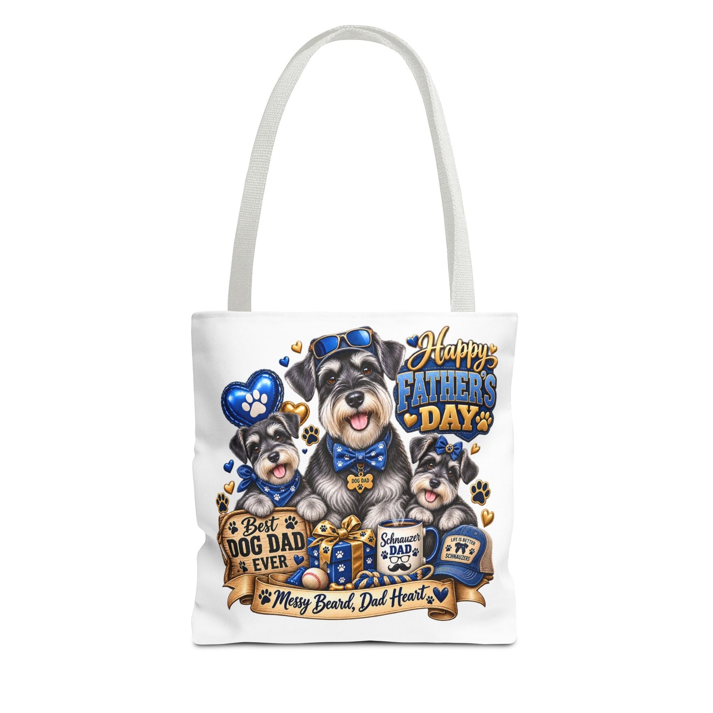 Father’s Day Dog Dad Tote Bag – “Happy Father’s Day” Schnauzer Design