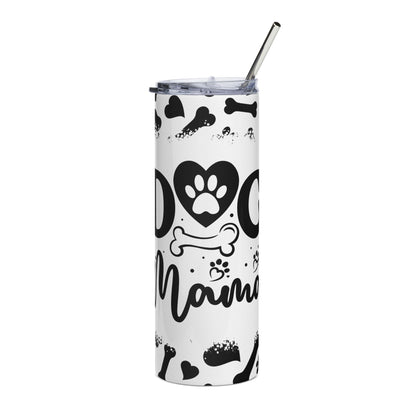 Dog Mom 20oz Stainless Steel Tumbler – Paw Print & Bones Travel Cup