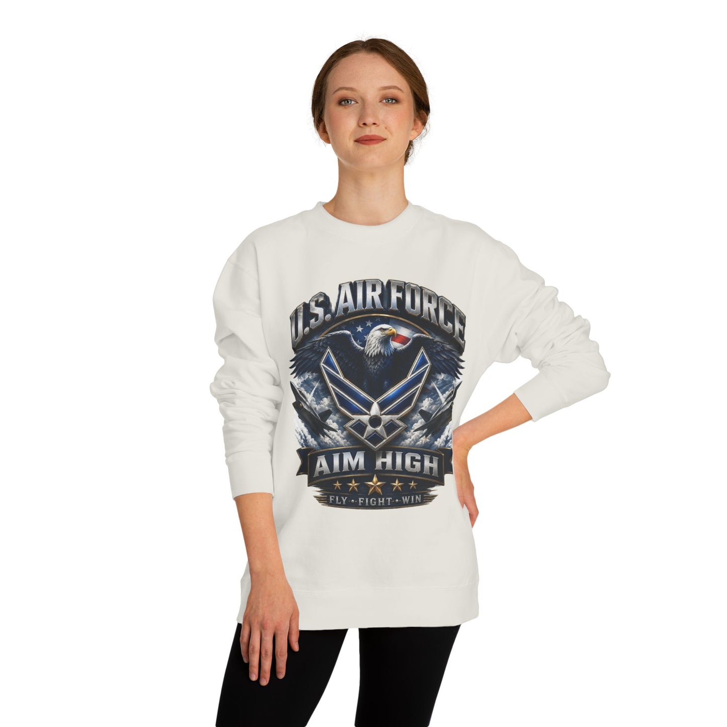 Air Force Crewneck Sweatshirt — "U.S. Air Force Aim High" Military Logo Pullover