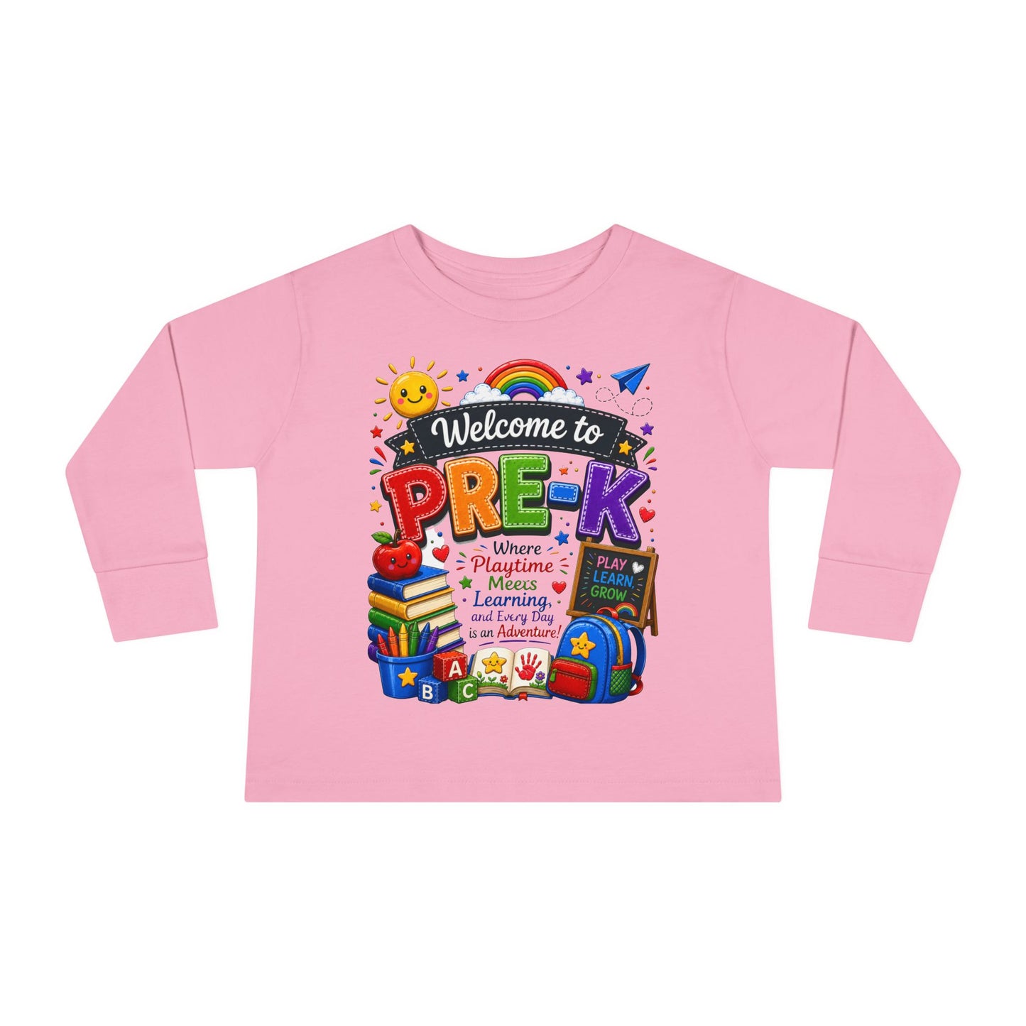 Welcome to Pre-K Toddler Long Sleeve Tee — Colorful Back-to-School Preschool Shirt