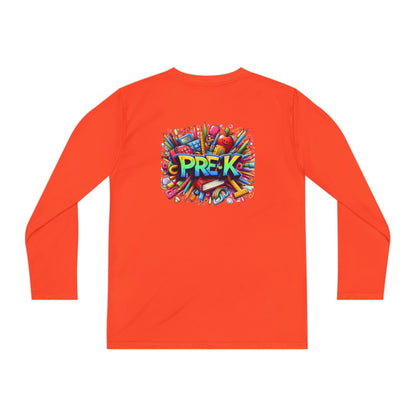PRE-K Youth Long Sleeve Tee — Colorful School Supplies Design