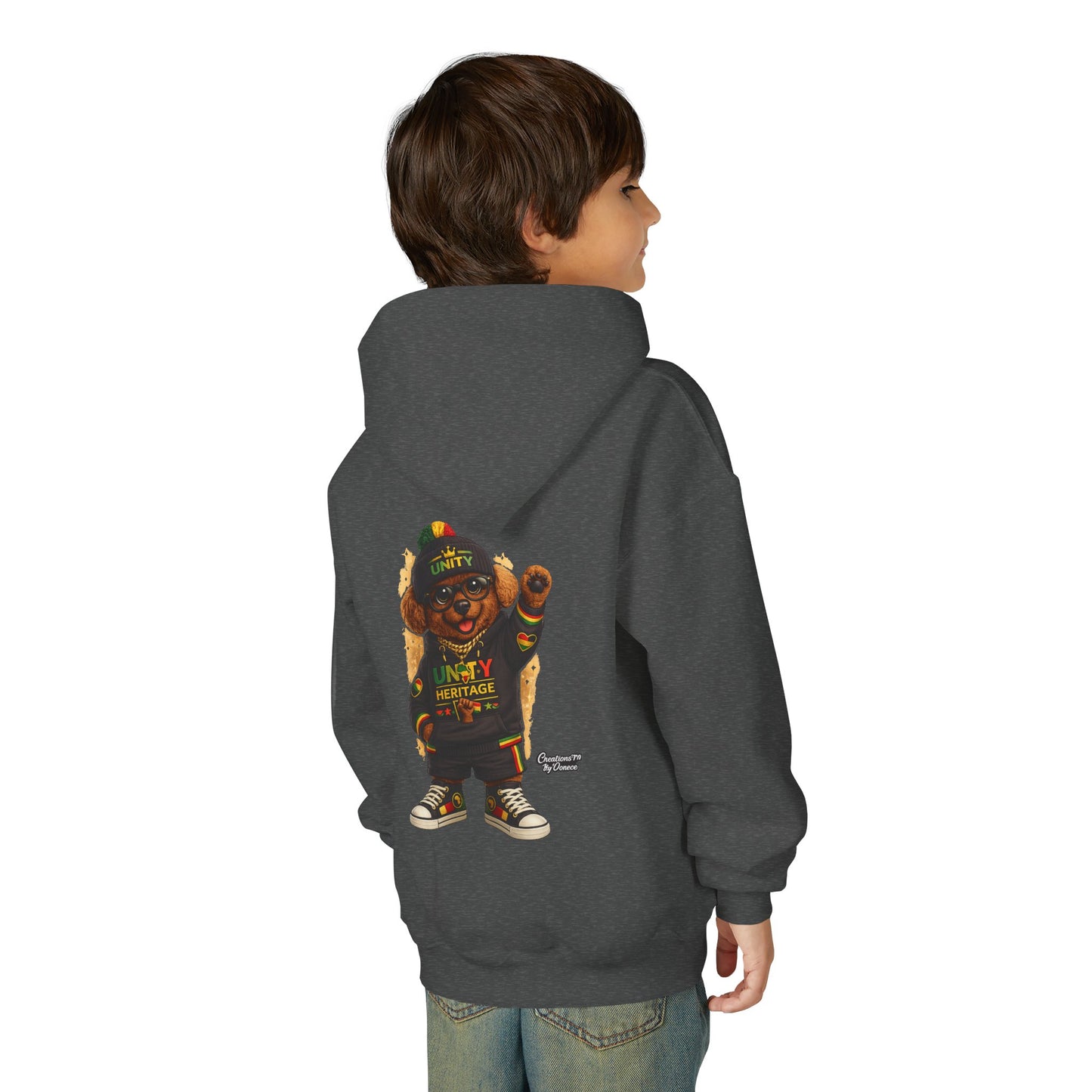 Youth Hoodie — Cool Rasta Bear Graphic Kids Sweatshirt